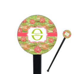 Lily Pads 7" Round Plastic Stir Sticks - Black - Double Sided (Personalized)