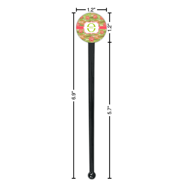 Lily Pads Black Plastic 7" Stir Stick - Round - Dimensions