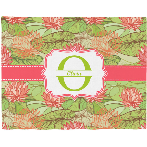 Custom Lily Pads Woven Fabric Placemat - Twill w/ Name and Initial