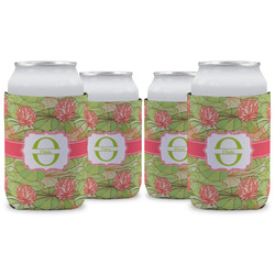Lily Pads Can Cooler (12 oz) - Set of 4 w/ Name and Initial