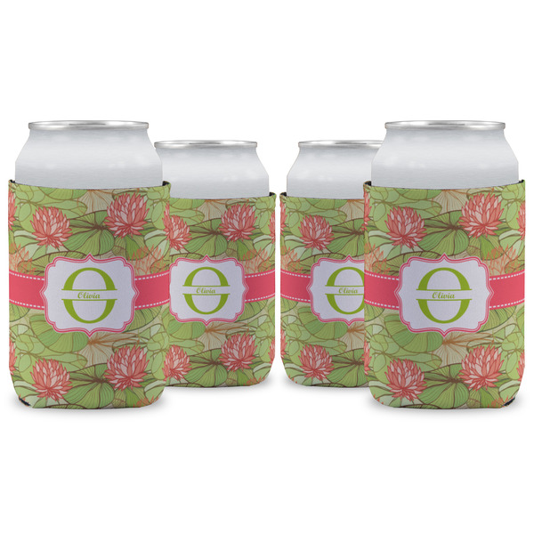 Custom Lily Pads Can Cooler (12 oz) - Set of 4 w/ Name and Initial