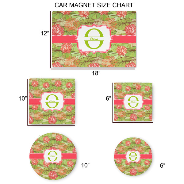 Lily Pads Car Magnets - SIZE CHART