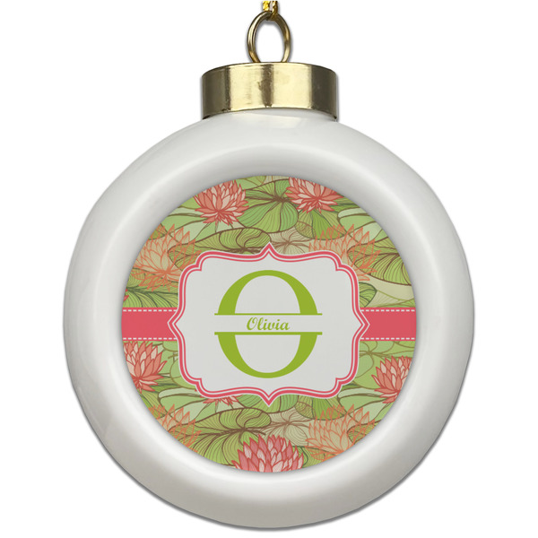 Custom Lily Pads Ceramic Ball Ornament (Personalized)