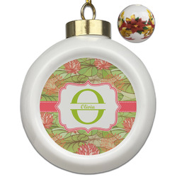 Lily Pads Ceramic Ball Ornaments - Poinsettia Garland (Personalized)