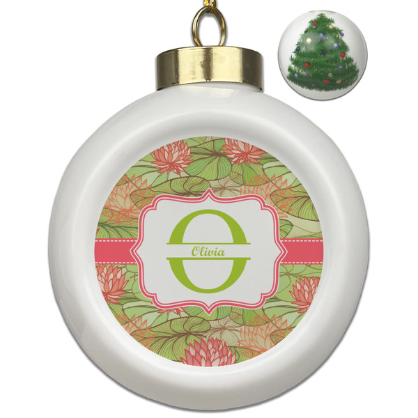 Custom Lily Pads Ceramic Ball Ornament - Christmas Tree (Personalized)