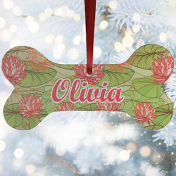 Lily Pads Ceramic Dog Ornament w/ Name and Initial