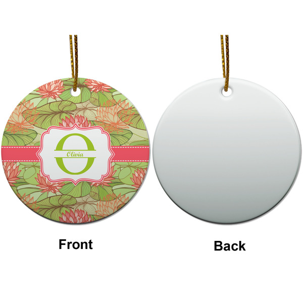 Lily Pads Ceramic Flat Ornament - Circle Front & Back (APPROVAL)