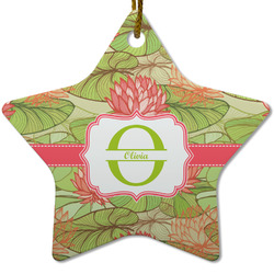 Lily Pads Star Ceramic Ornament w/ Name and Initial