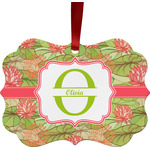 Lily Pads Metal Frame Ornament - Double Sided w/ Name and Initial
