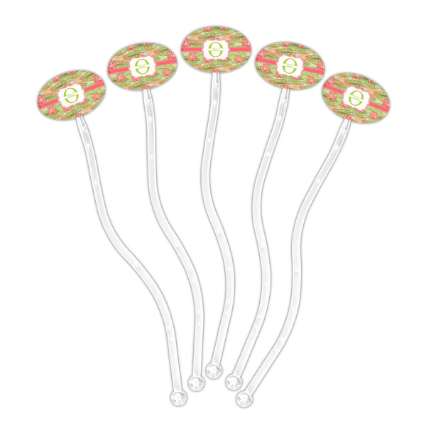 Lily Pads Clear Plastic 7" Stir Stick - Oval - Fan
