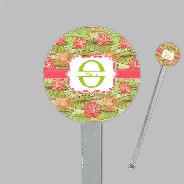 Lily Pads Clear Plastic 7" Stir Stick - Round - Closeup