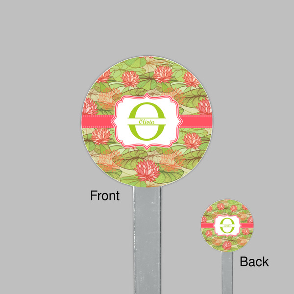 Lily Pads Clear Plastic 7" Stir Stick - Round - Front & Back