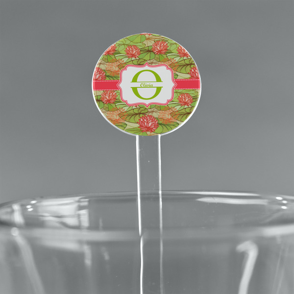 Custom Lily Pads 5.5" Round Plastic Stir Sticks - Clear (Personalized)