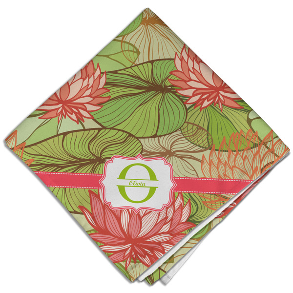 Custom Lily Pads Cloth Dinner Napkin - Single w/ Name and Initial