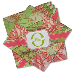 Lily Pads Cloth Cocktail Napkins - Set of 4 w/ Name and Initial