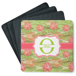 Lily Pads Square Rubber Backed Coasters - Set of 4 (Personalized)