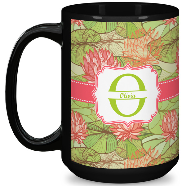 Custom Lily Pads 15 Oz Coffee Mug - Black (Personalized)