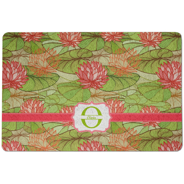 Custom Lily Pads Dog Food Mat w/ Name and Initial