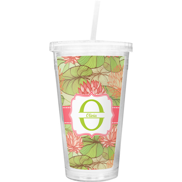 Custom Lily Pads Double Wall Tumbler with Straw (Personalized)