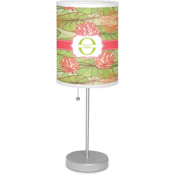 Custom Lily Pads 7" Drum Lamp with Shade Linen (Personalized)