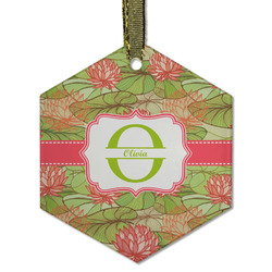 Lily Pads Flat Glass Ornament - Hexagon w/ Name and Initial