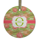 Lily Pads Flat Glass Ornament - Round w/ Name and Initial