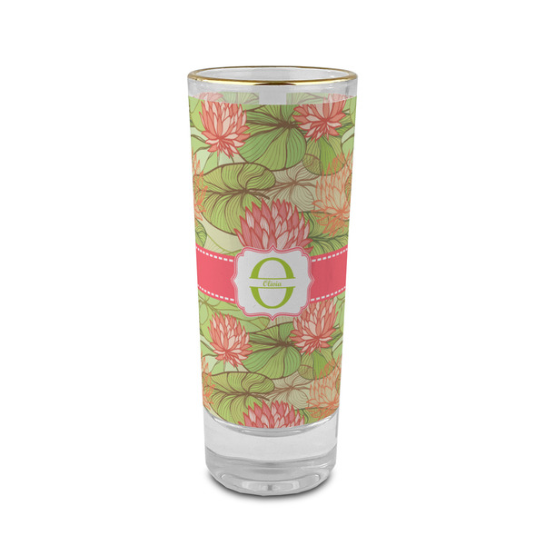 Custom Lily Pads 2 oz Shot Glass -  Glass with Gold Rim - Set of 4 (Personalized)