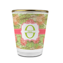 Lily Pads Glass Shot Glass - 1.5 oz - with Gold Rim - Set of 4 (Personalized)