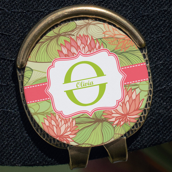 Lily Pads Golf Ball Marker Hat Clip - Gold - Close Up