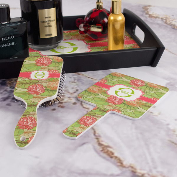 Lily Pads Hair Brush and Hand Mirror - Bathroom Scene