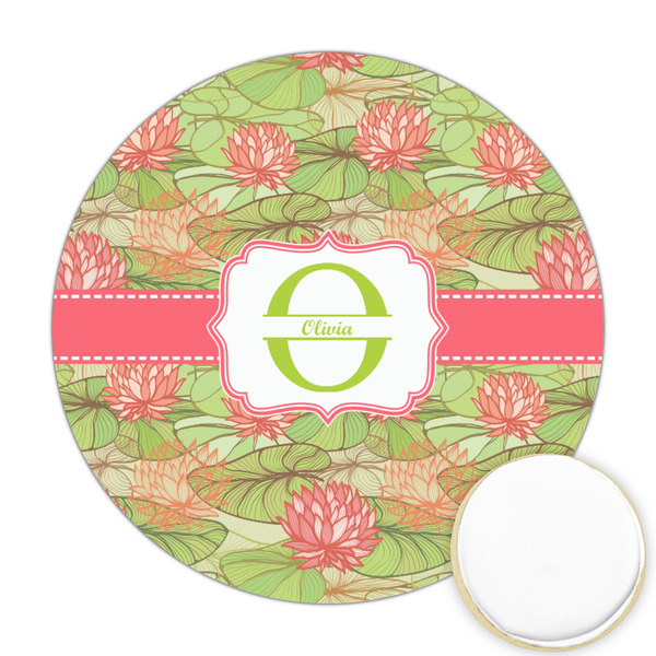 Custom Lily Pads Printed Cookie Topper - Round (Personalized)