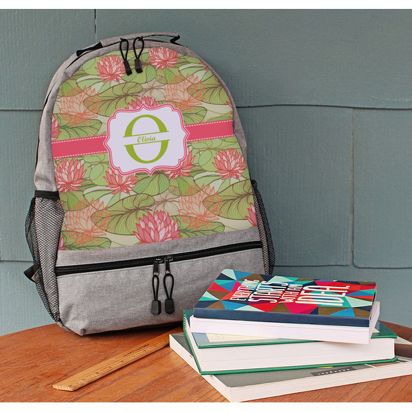 Lily Pads Large Backpack - Gray - On Desk