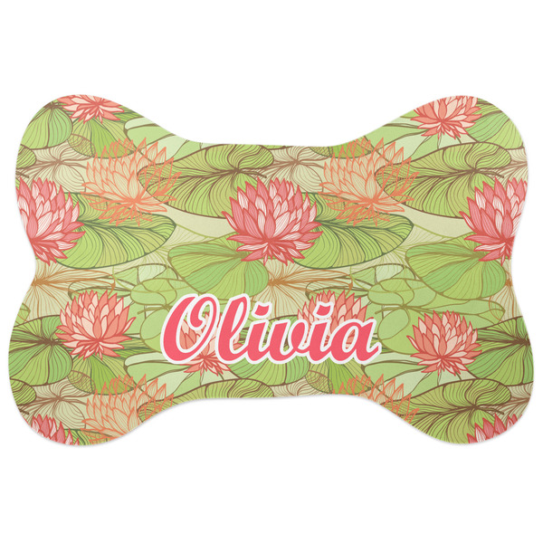 Custom Lily Pads Bone Shaped Dog Food Mat (Personalized)