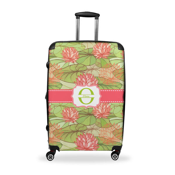 Custom Lily Pads Suitcase - 28" Large - Checked w/ Name and Initial