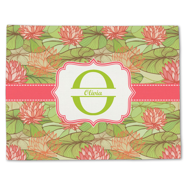 Custom Lily Pads Single-Sided Linen Placemat - Single w/ Name and Initial