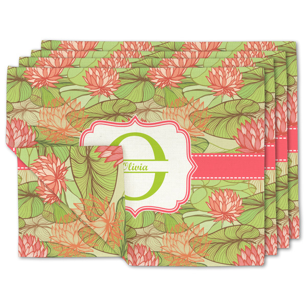 Custom Lily Pads Linen Placemat w/ Name and Initial