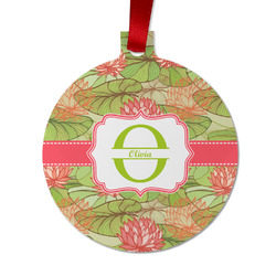 Lily Pads Metal Ball Ornament - Double Sided w/ Name and Initial