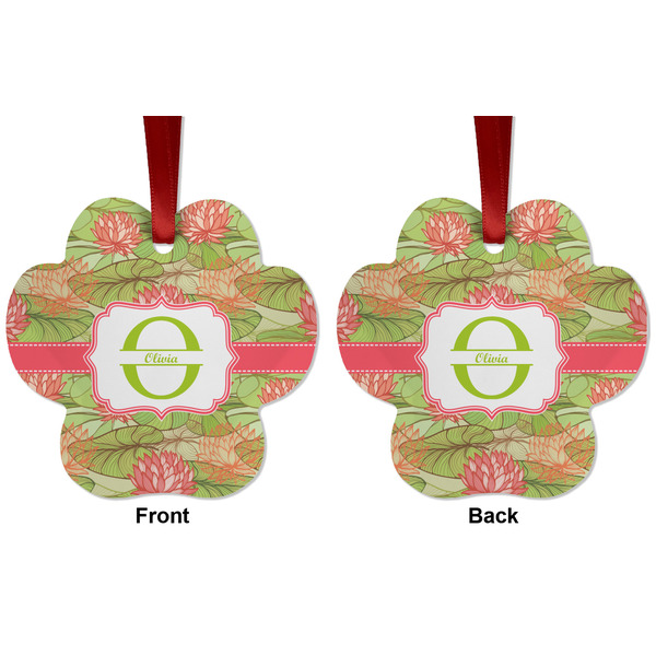 Lily Pads Metal Paw Ornament - Front and Back