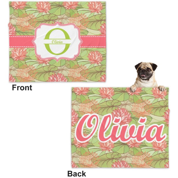 Lily Pads Microfleece Dog Blanket - Large- Front & Back