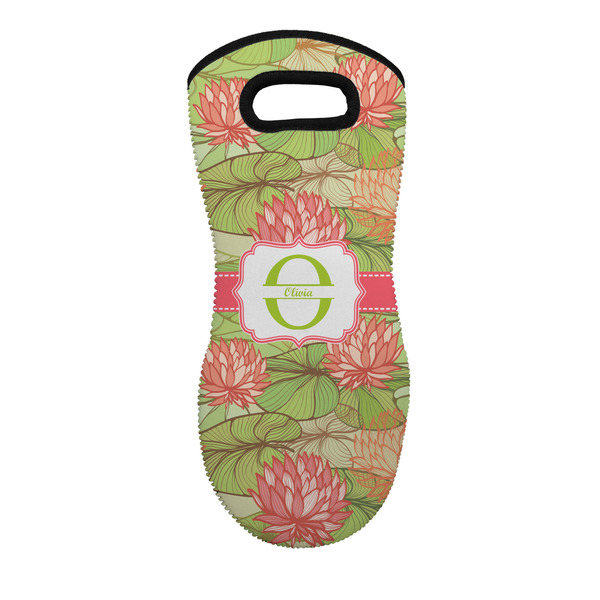 Custom Lily Pads Neoprene Oven Mitt - Single w/ Name and Initial