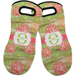 Lily Pads Neoprene Oven Mitts - Set of 2 w/ Name and Initial