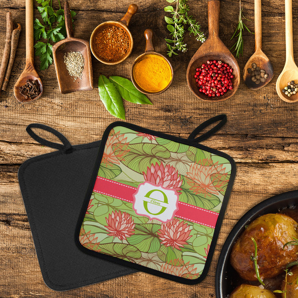 Lily Pads Neoprene Pot Holder - Set of 2  LIFESTYLE (Flatlay)