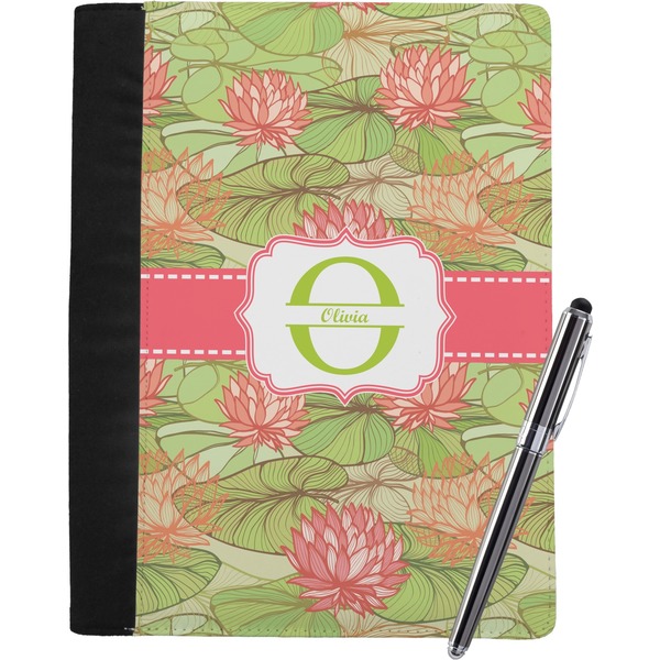 Custom Lily Pads Notebook Padfolio - Large w/ Name and Initial