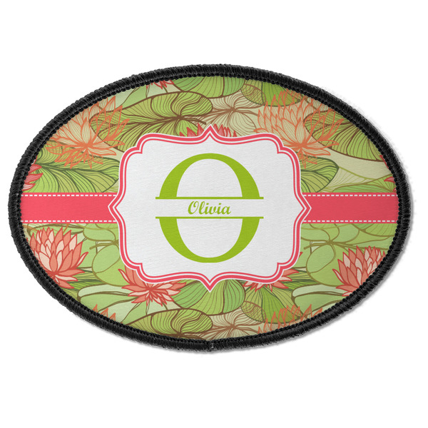 Custom Lily Pads Iron On Oval Patch w/ Name and Initial
