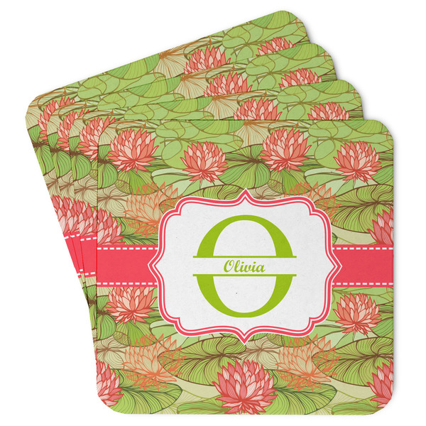 Custom Lily Pads Paper Coasters w/ Name and Initial