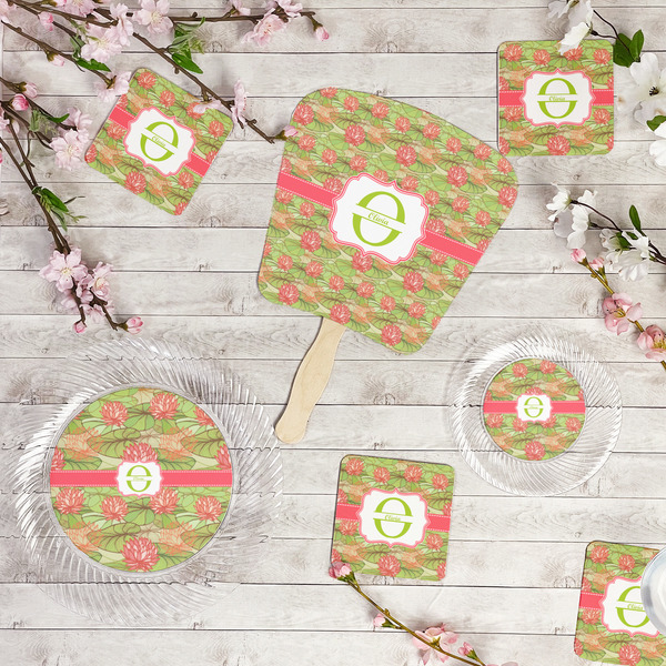 Lily Pads Party Supplies Combination Image - All items - Plates, Coasters, Fans