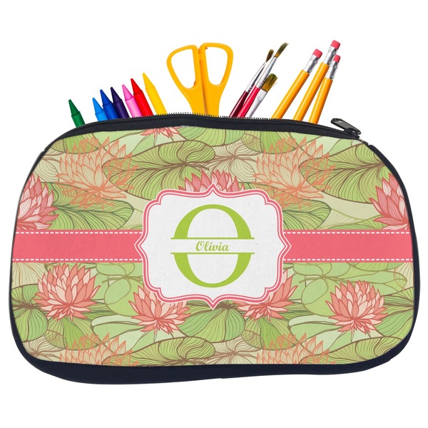 Custom Lily Pads Neoprene Pencil Case - Medium w/ Name and Initial
