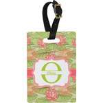 Lily Pads Plastic Luggage Tag - Rectangular w/ Name and Initial