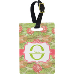 Lily Pads Plastic Luggage Tag - Rectangular w/ Name and Initial