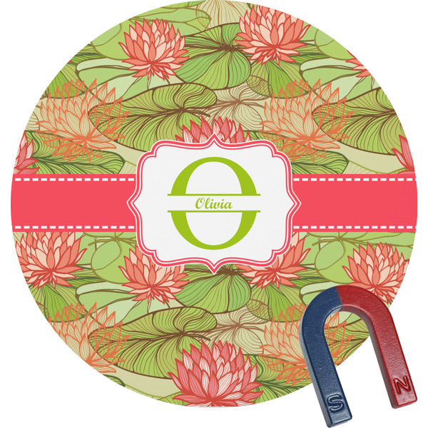 Custom Lily Pads Round Fridge Magnet (Personalized)